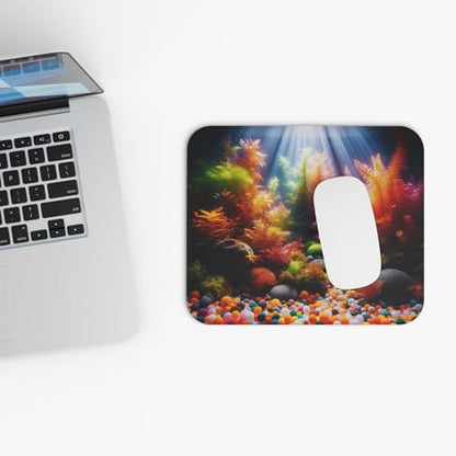 Bright Aquarium Gravel Glowing Under Light Mouse Pad 9x8 Inch with Rubber Base