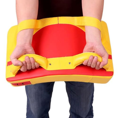 Taekwondo Kick Shield and Kicking Strike Pad, Large Three-Color Curved Kickboxing Body Protector with Handle for Martial Arts Training and Sparring