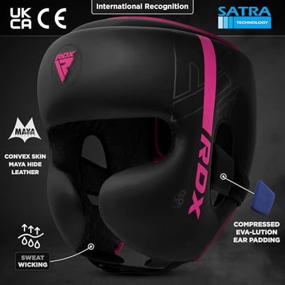 RDX Boxing Headgear, MMA Training, Adjustable Padded Kara,Muay Thai Headgear, Kickboxing, Sparring, Martial Arts, Karate, Taekwondo Helmet - color: PINK, size: X-Large