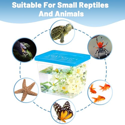 30 Pack Plastic Fish Bowl with Lids, 12 Oz Small Rectangle Gold Fish Tank, Fishbowl Candy Bowl, Tarantula Enclosure Snake Breeding Case, Mini Fish Box for Pets
