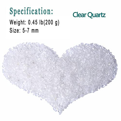 Natural Clear Quartz Crystal Rocks Chips Vase Filler Rocks for Succulent Plant Small Fish Tank Aquarium Gravel Decorative Pebbles Stones(200 gram)