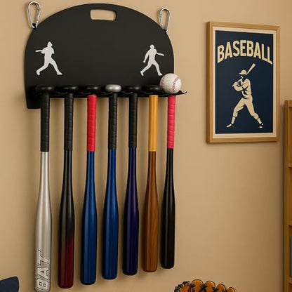GUTE Baseball Bat Rack Holds 16 Bats Metal Wall Mount Organizer Heavy Duty Garage Storage Caddy Fence Holder - Black
