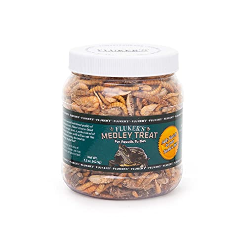 Fluker's Medley Treat for Aquatic Turtles, River Shrimp, Mealworms, and Crickets, 1.5 oz