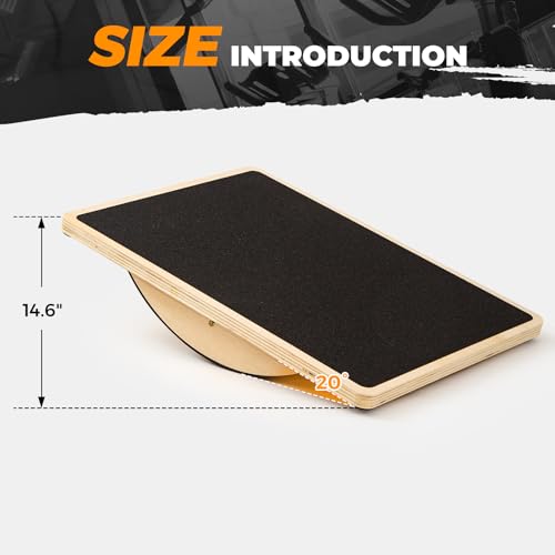 Wooden Rocker Balance Board for Adults Anti-Slip 350LBS Balance Trainer for Standing Desk, Physical Therapy & Core Strength – Durable Wooden Rocker Board for Office & Rehab - size: 180 degrees