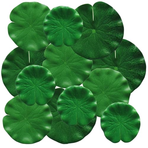 12Pcs Artificial Lily Pads, 3 Different Sizes Floating Foam Lotus Leaves Realistic Water Lilies Pad, Foliage Pond Decor for Ponds/Koi Fish Pool Patio Aquarium(4"、5"、6") - size: 4"、5"、6"