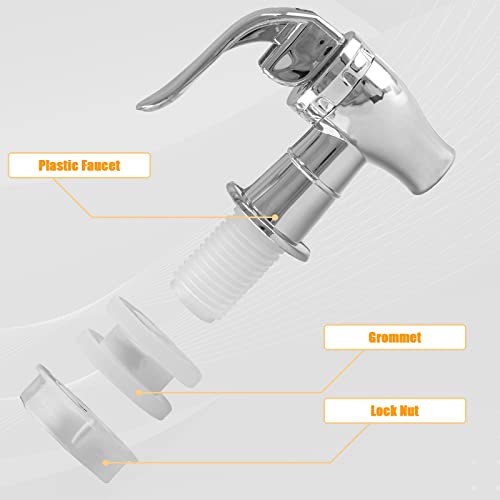 2 Pcs Replacement Spigot for Beverage Dispenser, Silver Push Style Beverage Dispenser Carafe Spigot Water Dispenser Replacement Spout Faucet