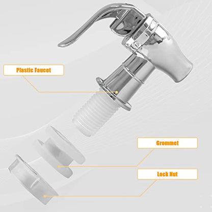 2 Pcs Replacement Spigot for Beverage Dispenser, Silver Push Style Beverage Dispenser Carafe Spigot Water Dispenser Replacement Spout Faucet