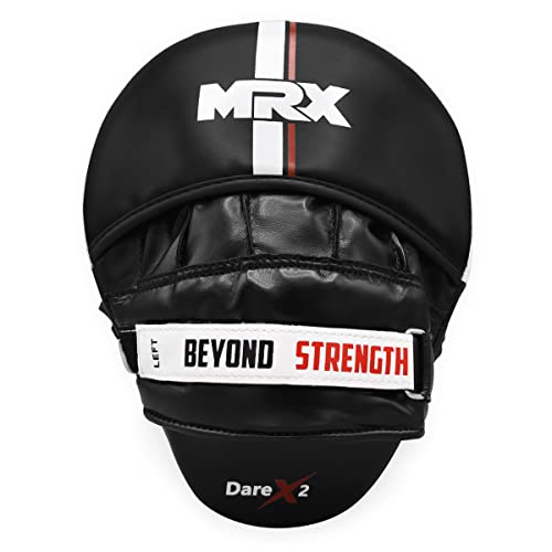 Boxing Pads Curved Boxing Mitts, Leather Adjustable MMA Muay Thai Kickboxing Martial Arts Punching Hand Target Strike Shield - color: Black/White