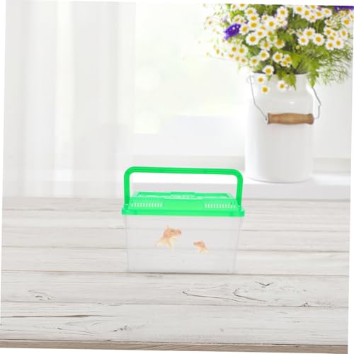 Kisangel 4Pcs Mini Handheld Aquarium Box Transparent Plastic Pet Carrier with Handle for Small Fish Turtles Reptiles and Hamsters for Travel and Safe Transport