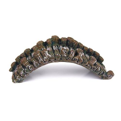 2pcs Aquarium Ornament Fish Tank Resin Landscape Bridge Iron Grey 50mm Tall 135x50mm Safe for Freshwater Aquatic Scene
