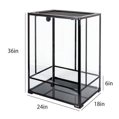 REPTI ZOO 24" x 18" x 36" Reptile Tall Glass Terrarium Rainforest Habitat Double Hinge Door with Screen Ventilation 67 Gallon Reptile Terrarium Easy Assembly