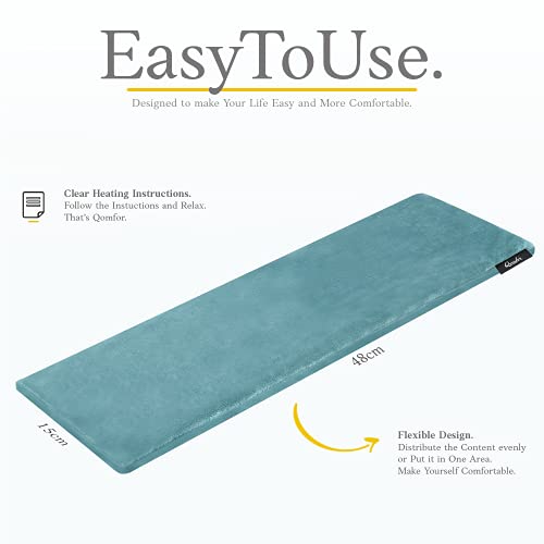 Qomfor - Microwavable Heating Pad - Blue Green - Lavender Scented Heat Pack - Therapeutic Heat Wrap for Neck, Shoulders & Period Cramps Pain Relief - Reusable Hot/Cold Therapy Bag - color: Green/Blue