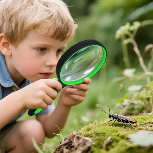 Handheld Magnifying Glass, Magnifier with 100MM Glass Lens - Ideal for Close Work, Reading Books & Newspapers, Insect Observation