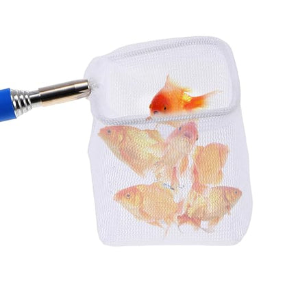 INOOMP Adjustable Fish Tank Shrimp Net with Extendable Handle Fine Mesh Aquarium Fishing Net for Pond and Nano Fish Blue Square Shrimp with Hook Attachment