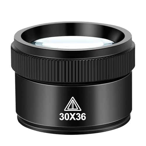 Magnifying Glass 30X Jewelers Loupe Magnifier Portable Handheld Pocket Magnifier Lens for Close Work Crafts Jewelry Repair Reading Coins Stamps Map(30X-Handheld)
