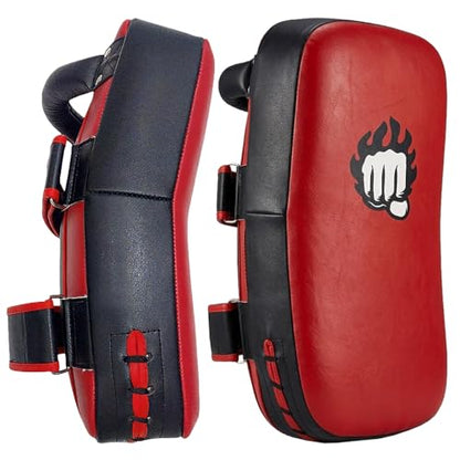 Punch Sports Muay Thai Pad – Curved Kickboxing Strike Pads with EVA Foam Padding,Synthetic Leather Training Pad for MMA, Karate & Boxing - size: Single