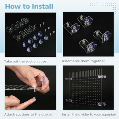 Acrylic Fish Tank Divider, Clear DIY Easy Install Isolation Board with Suction Cups, Aquarium Partition for Fish, Measures 15.74 X 11.81