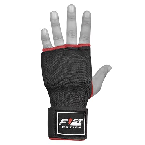 Boxing Inner Gloves Cotton Cloth Stretchable Gel Padded Kickboxing MMA Training Gloves Long Wrist Support Gloves - color: Black, size: Large/XL