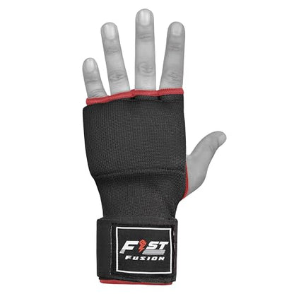 Boxing Inner Gloves Cotton Cloth Stretchable Gel Padded Kickboxing MMA Training Gloves Long Wrist Support Gloves - color: Black, size: Large/XL