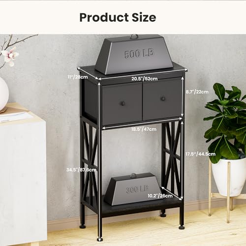5-10 Gallon Fish Tank Stand, Heavy Duty Aquarium Stand with Dual-Tiered Cabinet, Accessory Storage Solution for Viewing Experience in Home & Office (20.47" L * 11.02" W), Black