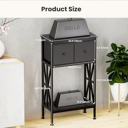 5-10 Gallon Fish Tank Stand, Heavy Duty Aquarium Stand with Dual-Tiered Cabinet, Accessory Storage Solution for Viewing Experience in Home & Office (20.47" L * 11.02" W), Black