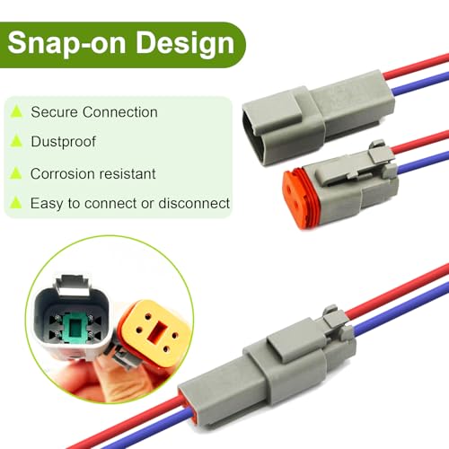 2 Pin Deutsch Connectors Kit 8 Sets, Gray DT Connector Kit, 2 Wire Automotive Electrical Waterproof Connectors with 32pcs Shrink Tubing Kit 22-16AWG - size: 22-16AWG 8Set DT