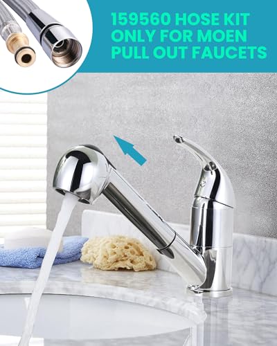 159560 Replacement Hose Kit Compatible with Moen Pullout Style Kitchen Faucets, 68" Quick Connect Hose