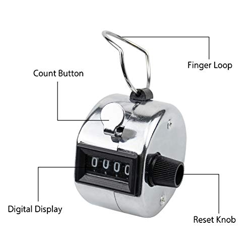 Foraineam 12 Pack Hand Tally Counters Digital Lap Counter Clicker Handheld 4 Digit Mechanical Number Click Counter