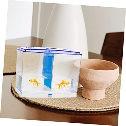 BESPORTBLE Mini Acrylic Fish Breeding Box with Double Compartments for Betta Guppy Incubation Transparent Isolation Tank for Juvenile Survival and Aggressive Fish Separation