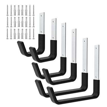 Heavy Duty Utility Hooks for Garage Storage Utility Hooks Wall Mount,Garage Hooks Heavy Duty,Garage Wall Hooks,Hose Holder,Bike Hooks,Ladder Hooks,Leaf Blower Hanger (2S & 2M & 2L) | Bike Hanger and Hose Holder in Zinc-Coated Steel; 50 lb Capacity, Black