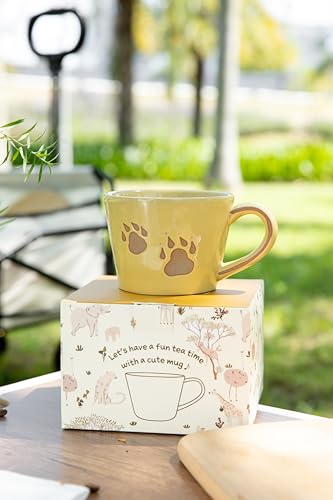 DIHOclub Lion Coffee Mug Ceramic 3D Wild Animal Inside Cup,Cute Cartoon Handmade Figurine Mugs,Holiday and Birthday Gift for Coffee Milk Tea Lovers,12 OZ (Yellow Lion) - color: Yellow Lion