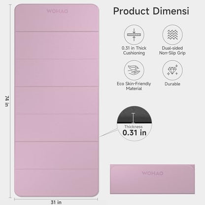 7-Fold Yoga Mat 74"x31" | 0.31 Inch Thick, Extra Wide Non-Slip POE Mat, For Travel, Storage, Yoga, Pilates, Meditation & Home Gym - color: Taro Purple