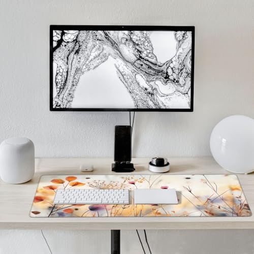 35.4 x 15.7 in, XXL Large Mouse Pad for Desk, Extended Keyboard Mouse Mat for Computer Office, Big Mouse pad with Stitched Edges, Gaming Pc-Wild Grass and Flowers - color: Wild Grass and Flowers