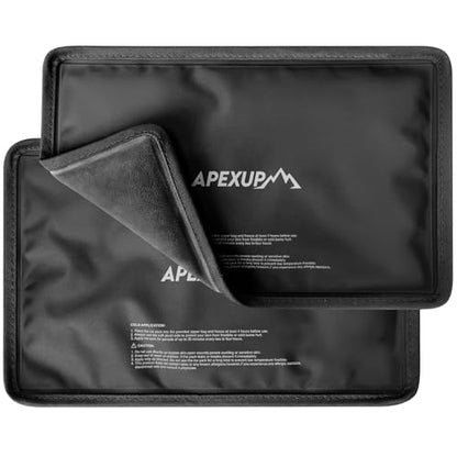 APEXUP Gel Ice Packs for Injuries Reusable, Flexible Double Sided Cold Packs for Injuries, Ice Pack for Knee, Shoulder, Back, Hip, Leg, Arm (Black, 11.5"x7.5", 2PK) - size: M-2PK (11.5"x7.5"), style: Black