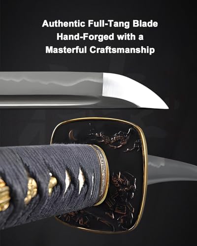 Katana Samurai Sword for Display, Hand Forged Full Tang 1045 Carbon Steel - style: Warrior & Fuji