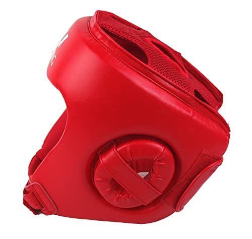 Wesing Professional Boxing Headgear Muay Thai Martial Arts Training Sparing Headgear Without Cheeks - color: Red, size: Small