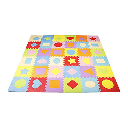 BalanceFrom Kid's Puzzle Exercise Play Mat with EVA Foam Interlocking Tiles - color: 36 Tiles, Shape