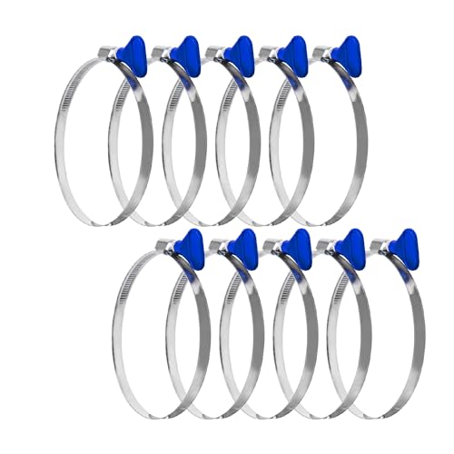 POWERTEC 70260 4 Inch Key Hose Clamp, Thumb Screw Key Adjustable Stainless Steel Hose Clamps for Dust Collection, Dust Collector and Dryer Vent Hose, Pipe Clamp, RV Clamp, Worm Gear Clamp, 10 pack - size: 4 Inch, style: Key clamps (10 PK)