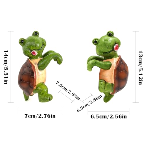 Set of 2 Cute Climbing Tortoise Flower Pot Hugger Figurines Resin Hanging Turtle Statues Planter Pot Decorations for Home Garden Fence Balcony Patio Lawn Yard Ornaments