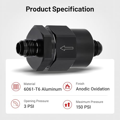 EVIL ENERGY 6AN Male Non Return Fuel Line Check Valve Fitting Aluminum