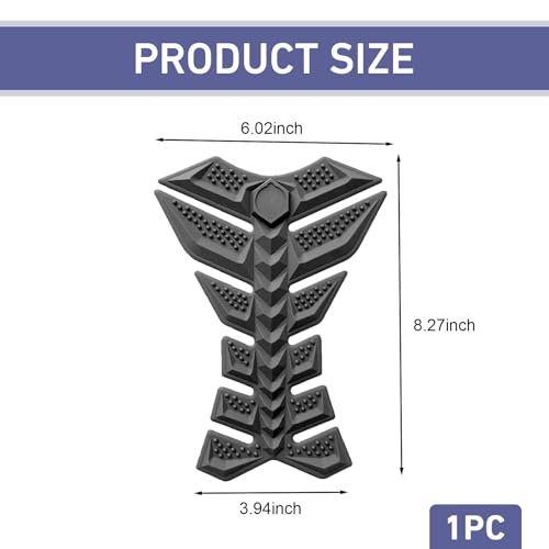 3D Motorcycle Tank Pad, Anti-slip Rubber Fishbone Tank Protector Pad, Self-Adhesive Waterproof Gas Oil Fuel Tank Sticker, Universal Anti-Scratch Protector for Most Motorcycles (Black)