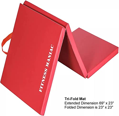 FITNESS MANIAC Black Folding Mat Panel Aerobics Exercise Tumbling Gym Easy Storage Gymnastics Mat Tri-Fold Mats Gym Pad Exercise Pading Ab Foldable Mats - color: Pink