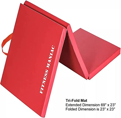 FITNESS MANIAC Black Folding Mat Panel Aerobics Exercise Tumbling Gym Easy Storage Gymnastics Mat Tri-Fold Mats Gym Pad Exercise Pading Ab Foldable Mats - color: Pink