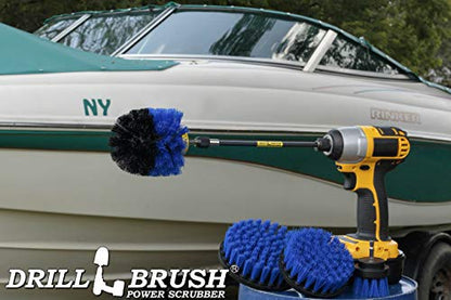 Boat Cleaning Accessories - Swimming Pool Scrub Brush - Medium Stiffness Brush Scrub Kit with Extension - Boat and Hull Cleaning Brush Set - Deck and Dock Cleaning Tools - Tank Cleaning Brush Set - color: Blue