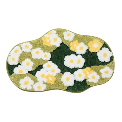 Moss Forest Bathroom Rug, Cute Cozy Green Plant Tufted Mat, Ultra Soft Microfiber, TPR Holder Backing, Absorbent Machine Washable, for Sink Bar, Shower and Bedroom, 19.7" x 31.5", Bellis - color: Bellis