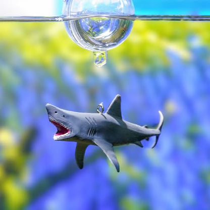 HIERYAN Mini Floating Shark Fish Tank Decorations, Realistic Resin Aquarium Ornaments with Adjustable Height, Cute Underwater Decor for Fish Tank, 2 Pack