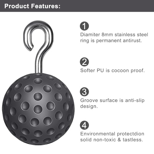 SELEWARE Pull Up Ball, Climbing Grip Attachment for Strength Training | Non-Slip Design Improves Grip Strength, Targets Forearms and Hands, Fits Chin Ups, Kettlebells and Resistance Workouts - color: Open Black Ball
