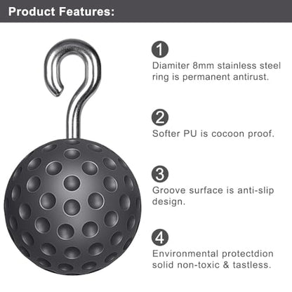 SELEWARE Pull Up Ball, Climbing Grip Attachment for Strength Training | Non-Slip Design Improves Grip Strength, Targets Forearms and Hands, Fits Chin Ups, Kettlebells and Resistance Workouts - color: Open Black Ball