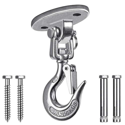 SELEWARE Heavy Duty 1000LB Capacity Stainless Steel Ceiling Swing Mount | 360° Swivel Swing Hangers, Swing Hooks for Aerial Yoga Porch Swing Hammock Chairs Porch Swing Punching Bags - color: C: 360° Swing Hanger ( 1 Pack )