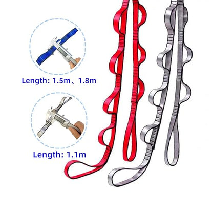 2pcs safety daisy chain, multi-ring adjustable nylon strap rope yoga pilates stretch band - color: Red, size: Length：1.5m
